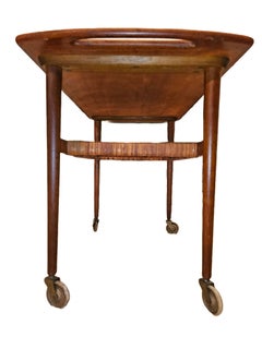Anton Kildeberg Teak & Rattan Bar Cart / Tea Trolley
