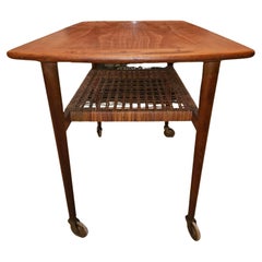 Anton Kildeberg Teak & Rattan Bar Cart / Tea Trolley