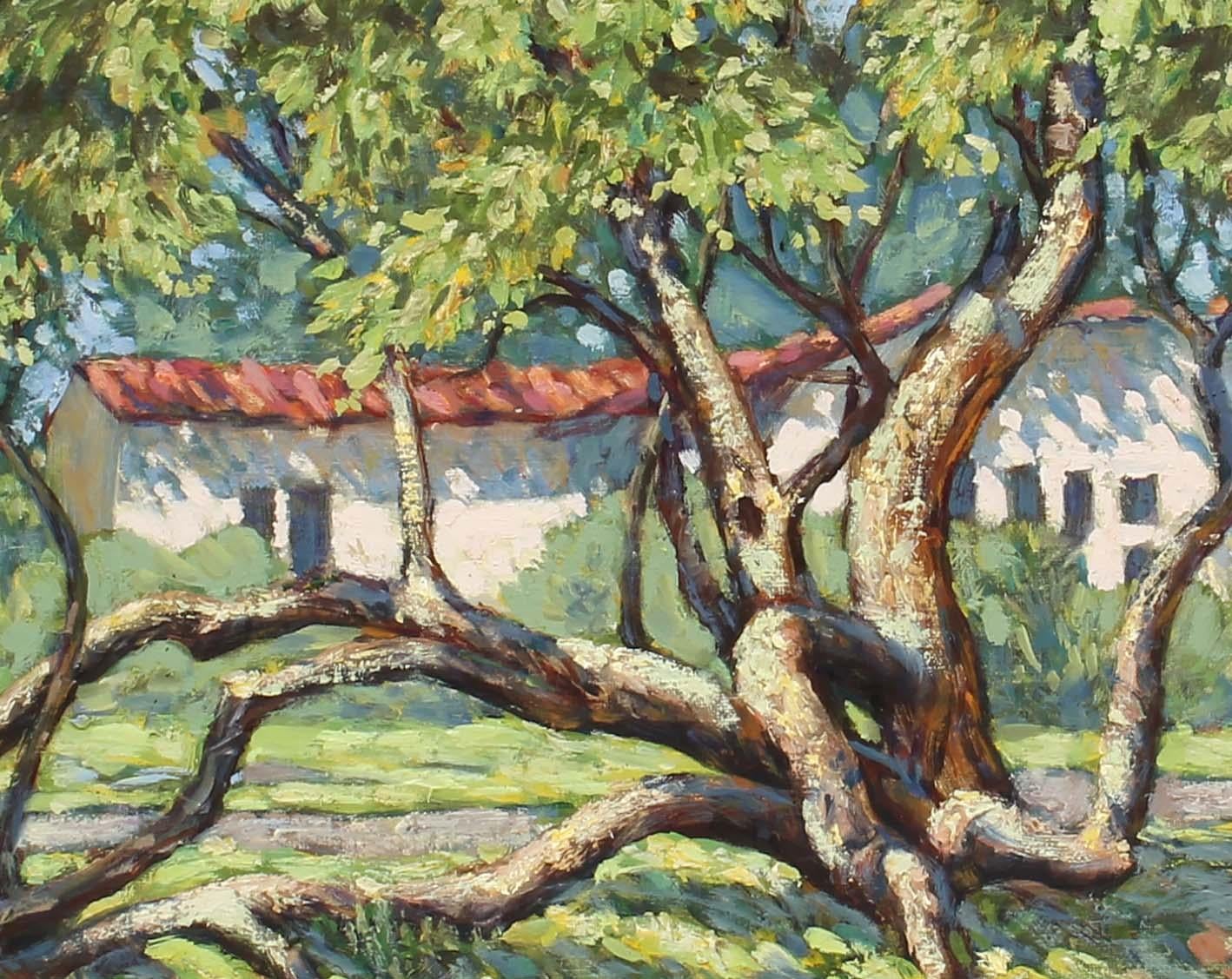 Pintura al óleo impresionista americana Paisaje de Florida Árbol firmado Boca Ratón en venta 1