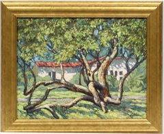 Pittura ad olio impressionista americana Paesaggio della Florida Boca Raton Albero firmato