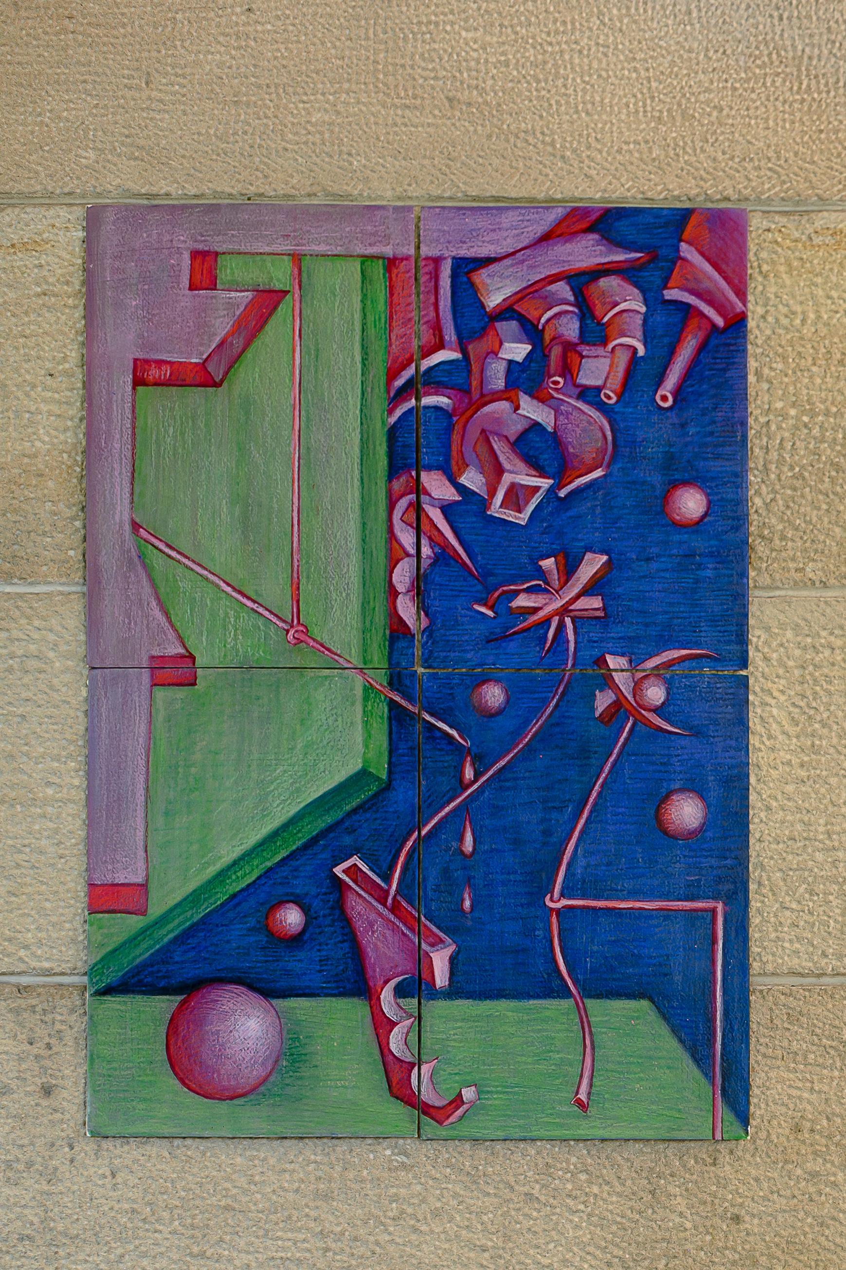 Senza titolo di Anton Kushaev - Pittura surrealista, pastello a olio su carta, 2023 in vendita 1