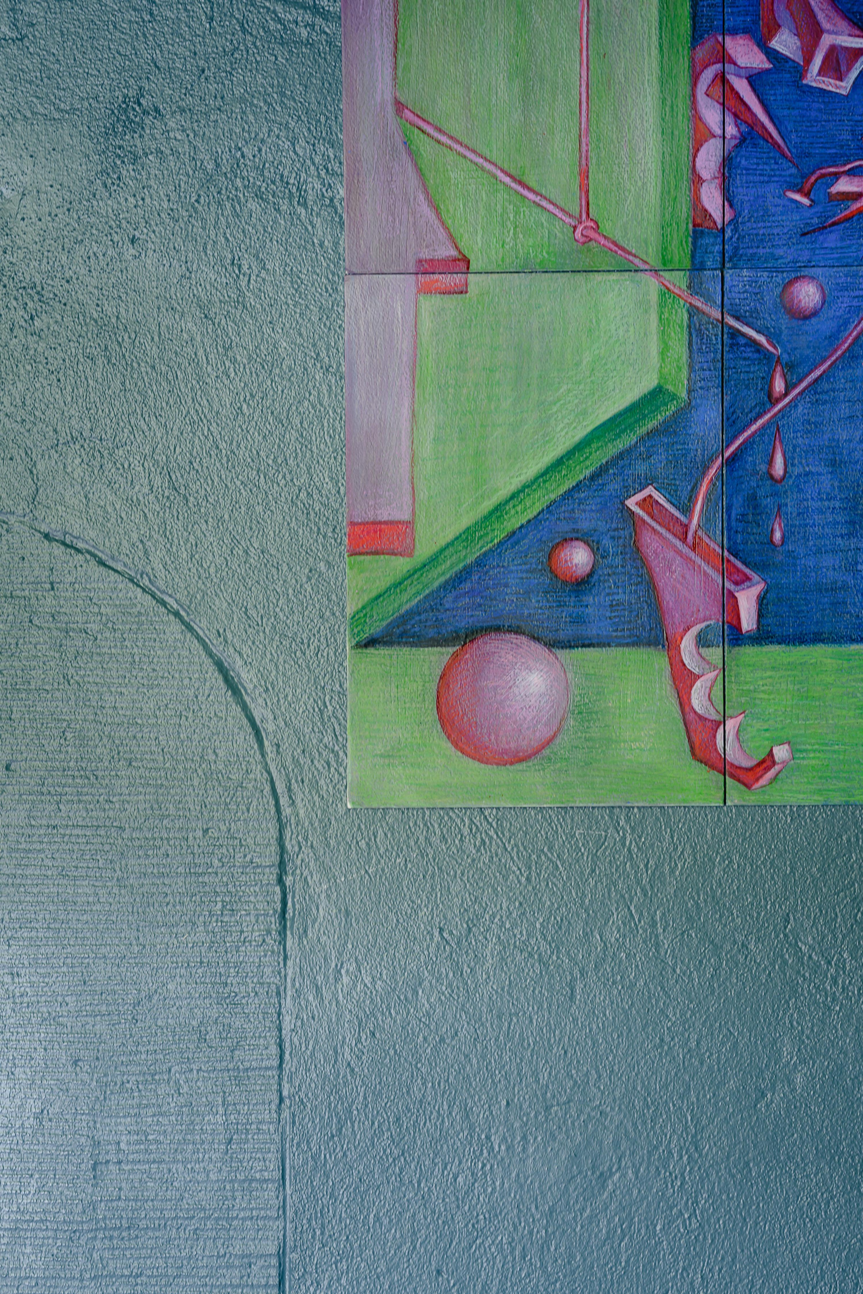 Senza titolo di Anton Kushaev - Pittura surrealista, pastello a olio su carta, 2023 in vendita 3