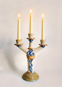 Candelabro Anton Lang -- Cerámica artística alemana con influencia de las Wiener Werkstätte