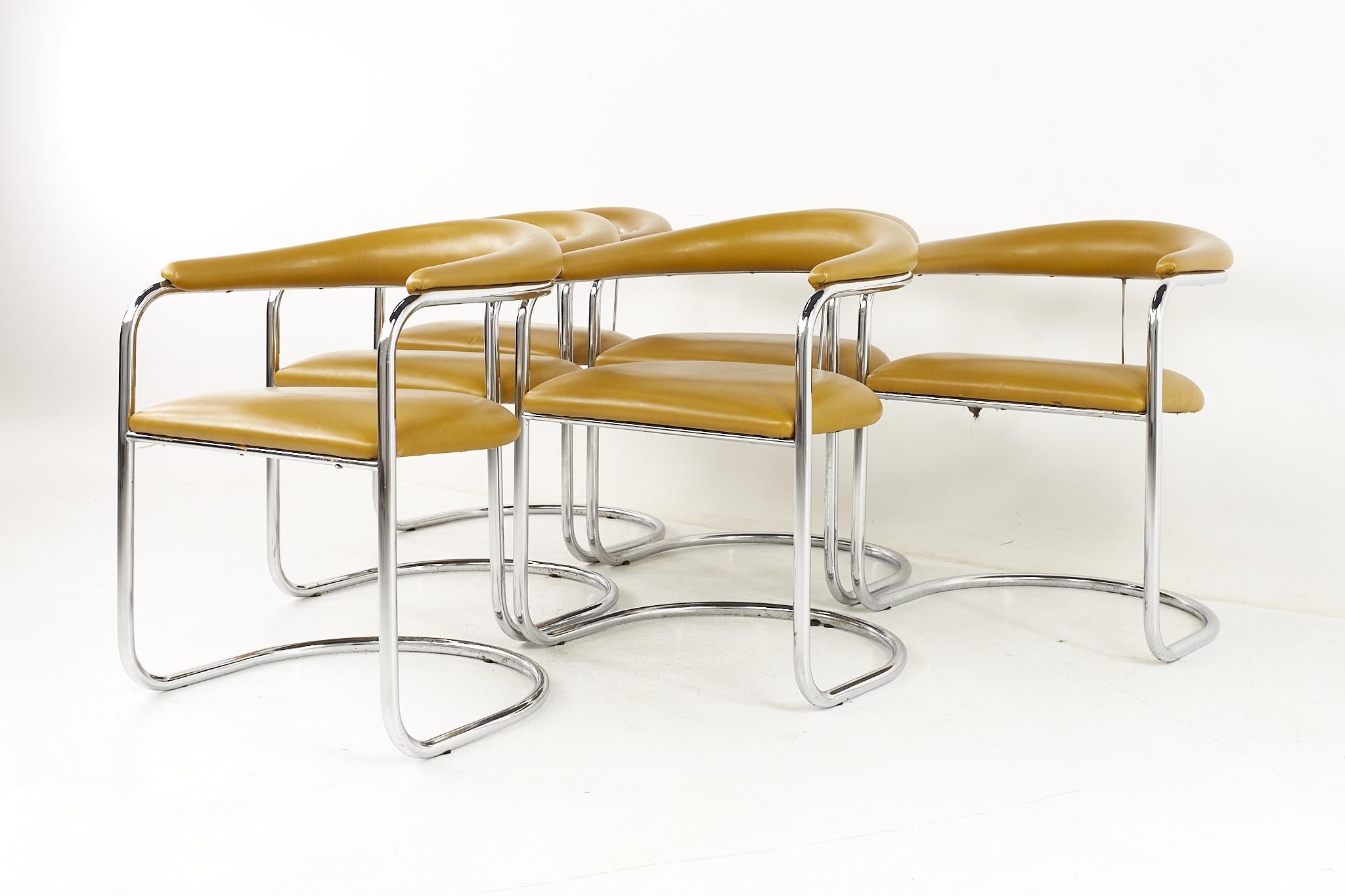 Mid-Century Modern Anton Lorenz for Thonet Mid Century Chrome Dining Chairs - Set of 6