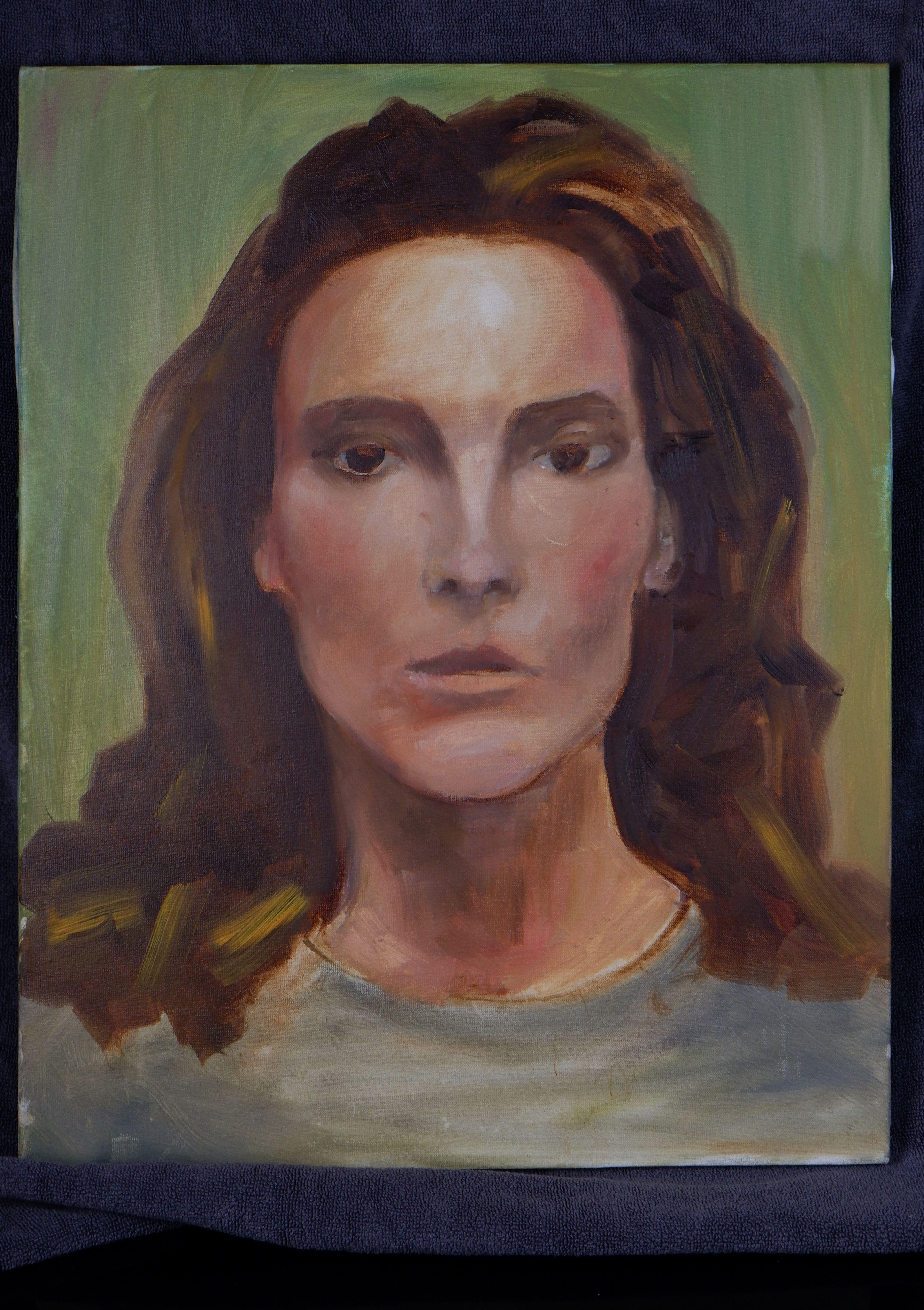 Hand-painted female portrait in oil on canvas  Created as a project during my portraiture lessons :: Painting :: Realism :: This piece comes with an official certificate of authenticity signed by the artist :: Ready to Hang: Yes :: Signed: Yes ::