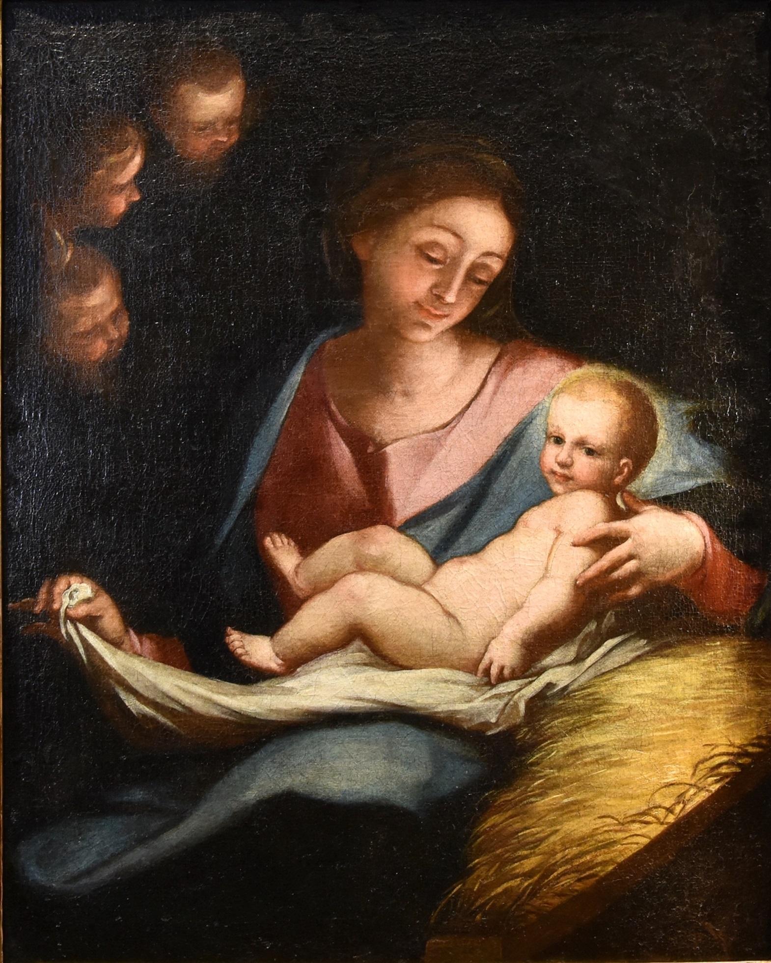 Madonna Maria Piola Pintura Óleo sobre lienzo Siglo 17/18 Antiguo maestro Religioso - Painting de Anton Maria Piola (genoa, 1654 - 1715)