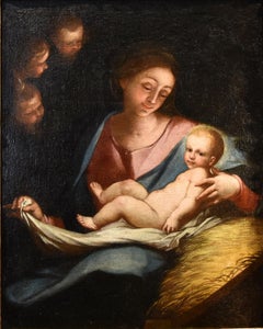 Madonna Maria Piola Paint Oil on canvas 17/18th Century Old master Religious