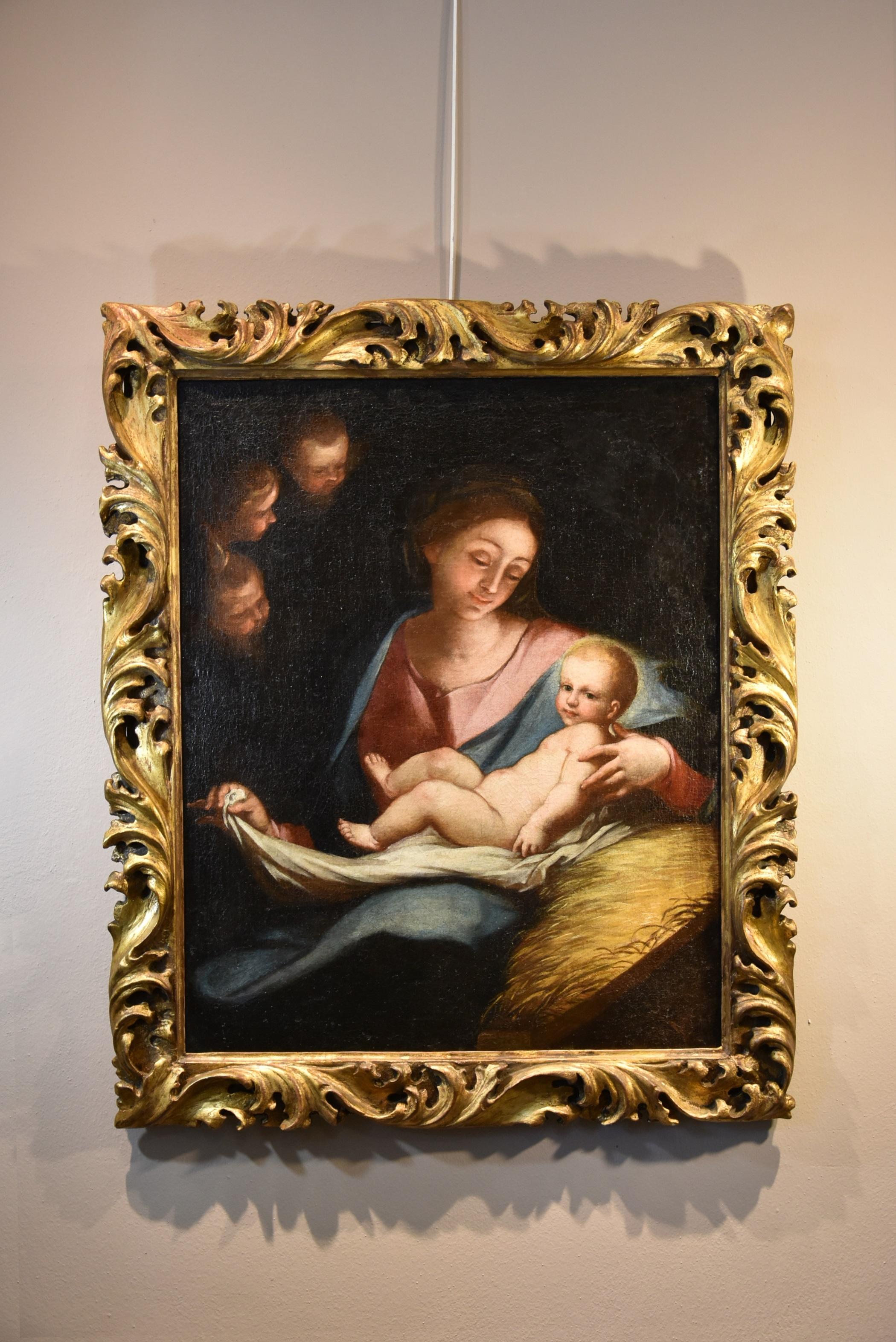  Madonna Maria Piola Paint Oil on canvas 17/18th Century Old master Religious - Old Masters Painting by Anton Maria Piola (genoa, 1654 - 1715)