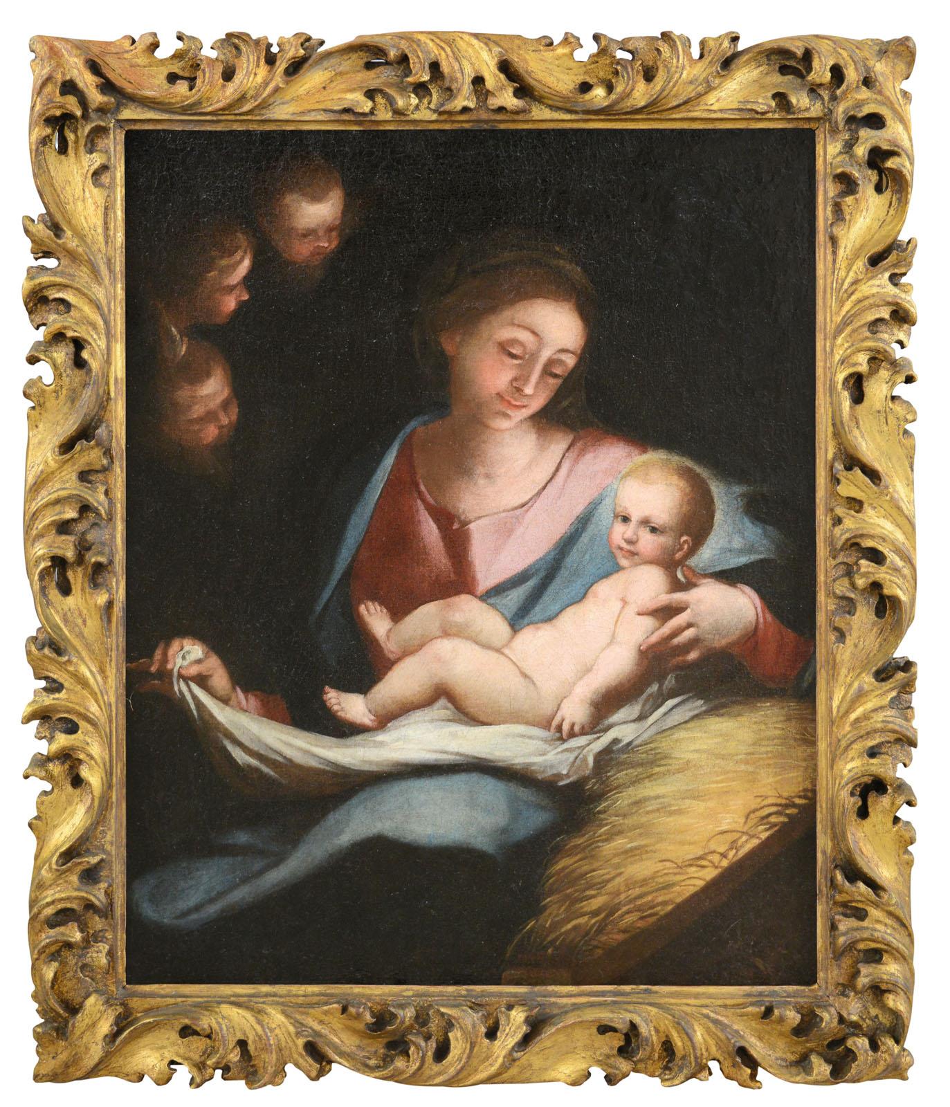 Anton Maria Piola (genoa, 1654 - 1715) Portrait Painting –  Madonna Maria Piola Gemälde Öl auf Leinwand 17/18. Jahrhundert Alter Meister Religiös