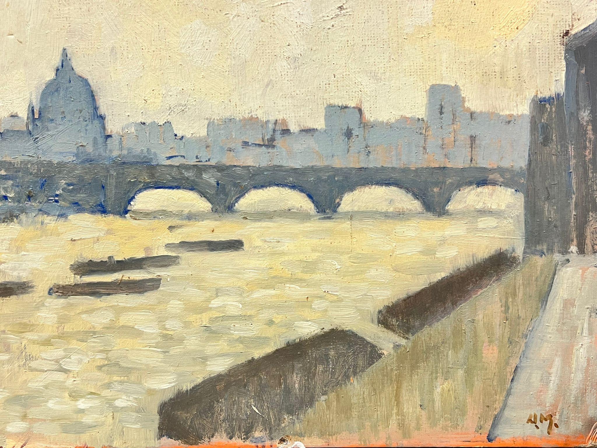 River Thames London City Skyline St. Paul's Cathedral Modern British Óleo firmado - Painting Impresionista de Anton Matthews