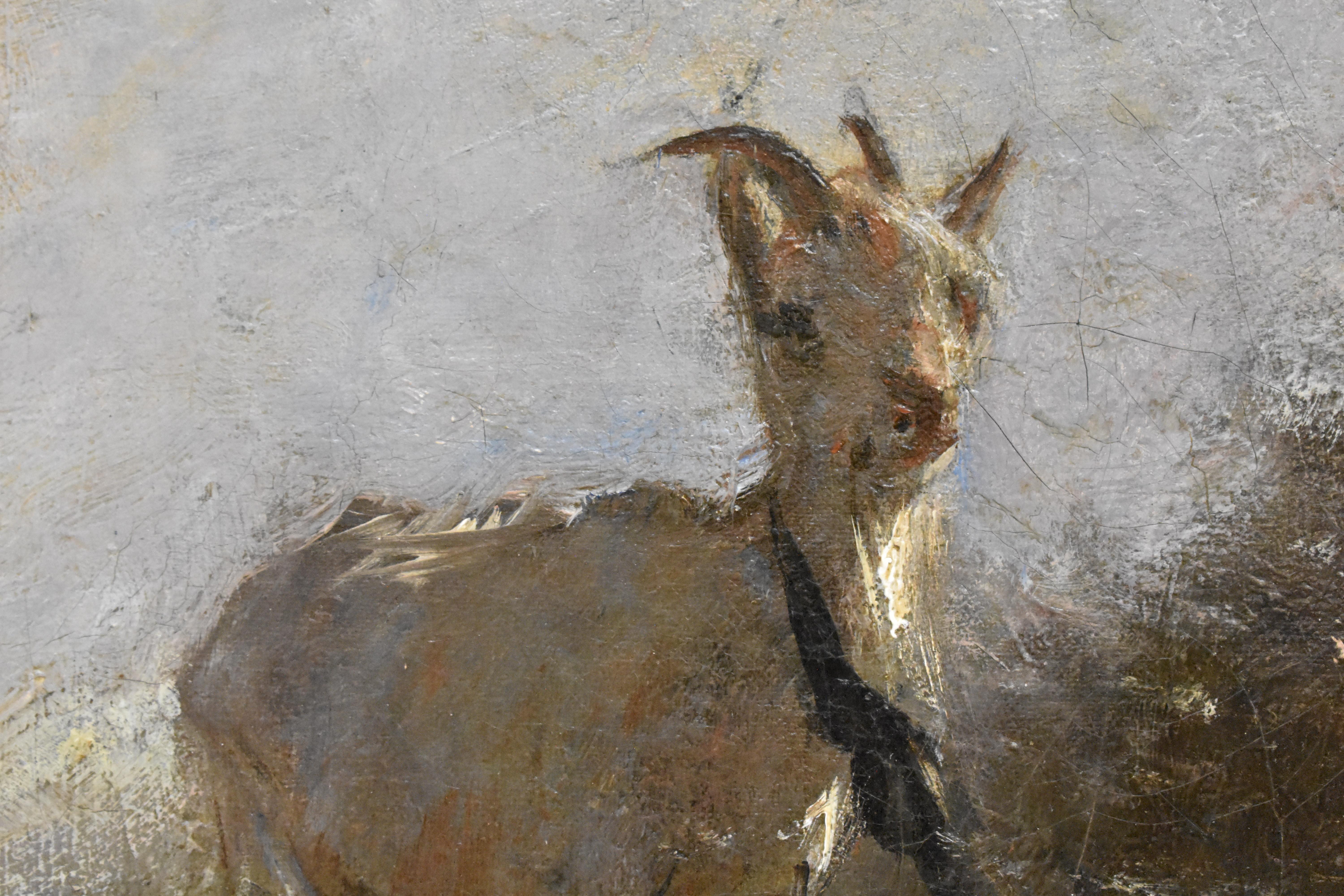 Goat on the hill - Anton Mauve Dutch artist, oil on canvas, animal and nature 1