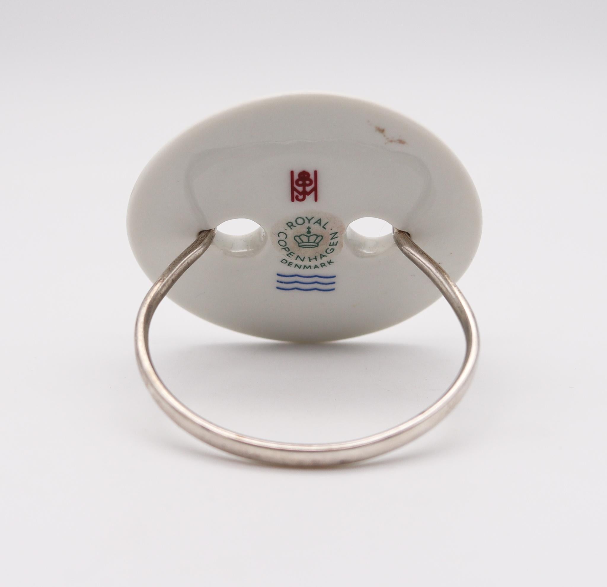 Anton Michelsen 1968 Royal Copenhagen Geometric Bracelet In Sterling & Porcelain 1