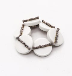 Anton Michelsen 1968 Royal Copenhagen Geometric Bracelet Sterling And Porcelain