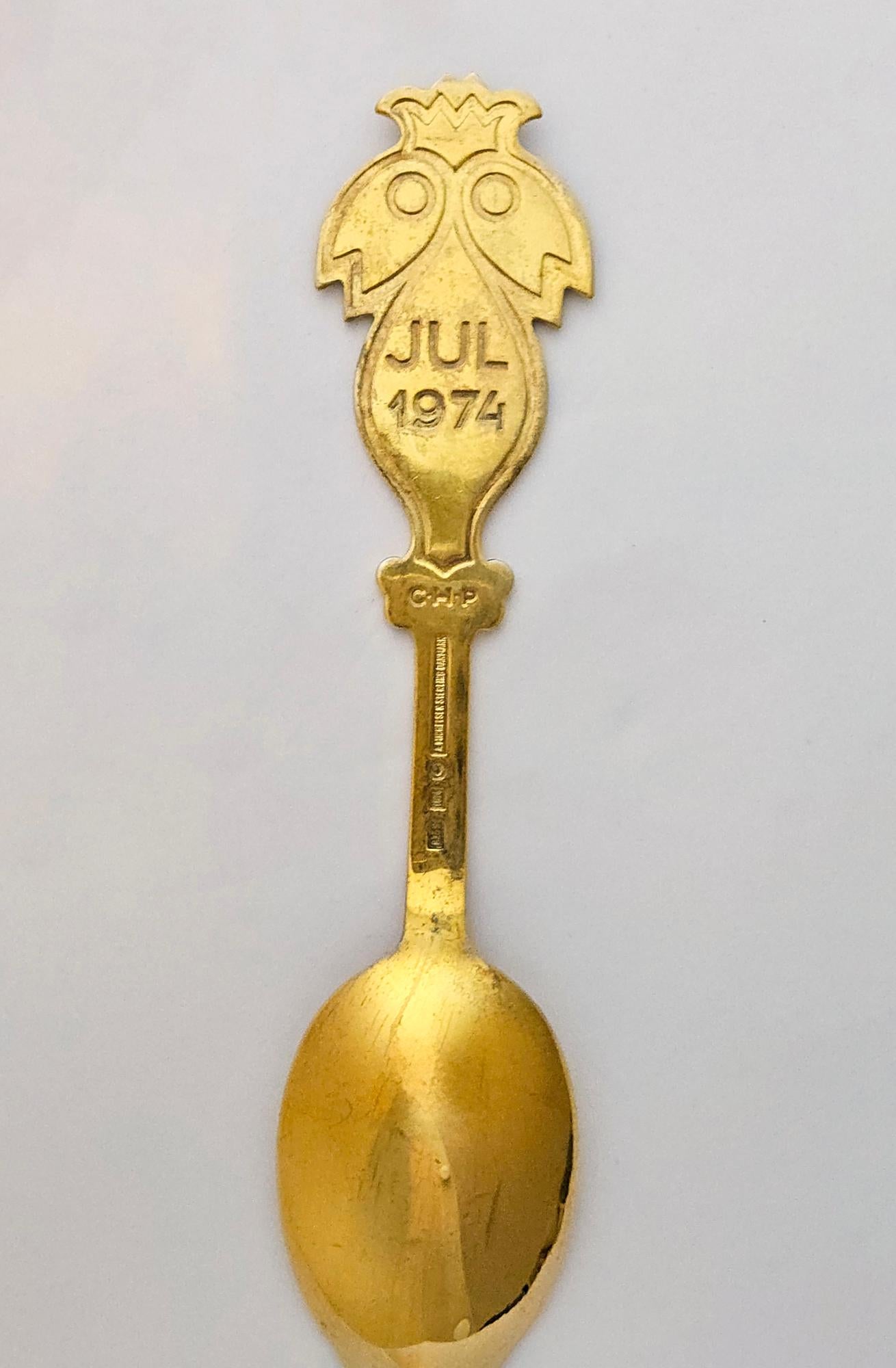 Danois Cuillère de Noël en argent doré d'Anton Michelsen pour 1974 en vente