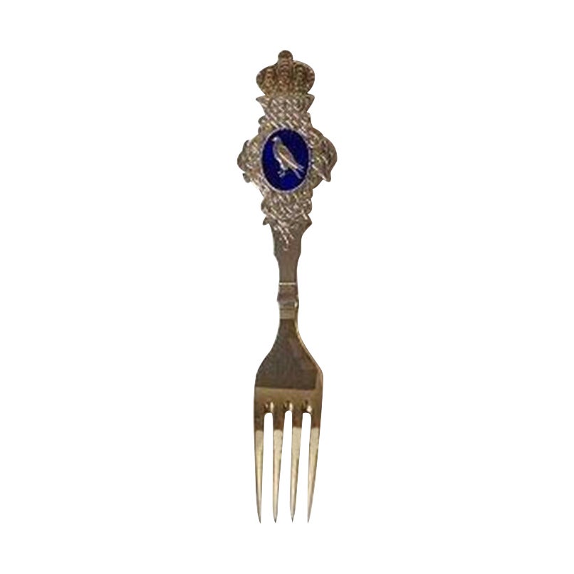Anton Michelsen Commemorative Fork in Gilded Sterling Silver Icelandic Falcon For Sale