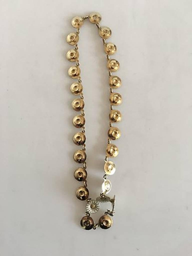 Modern Anton Michelsen Daisy Necklace in Gilded Sterling Silver and White Enamel