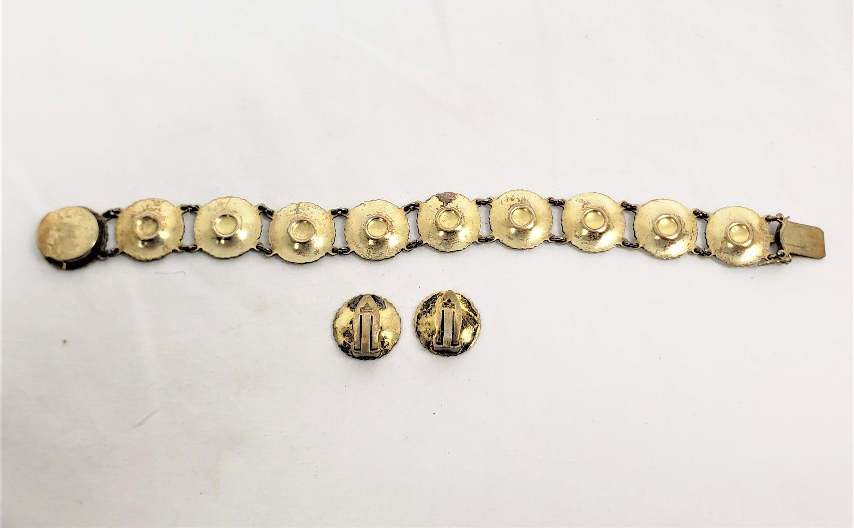 Anton Michelsen Dänisches Sterling & Emaille Stilisiertes Gänseblümchen-Armband & Ohrring Set (Handgefertigt) im Angebot