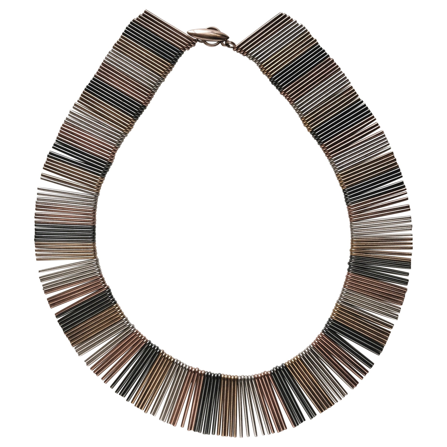 Anton Michelsen Four Color Rainbow Fringe Necklace 1960's Denmark For Sale