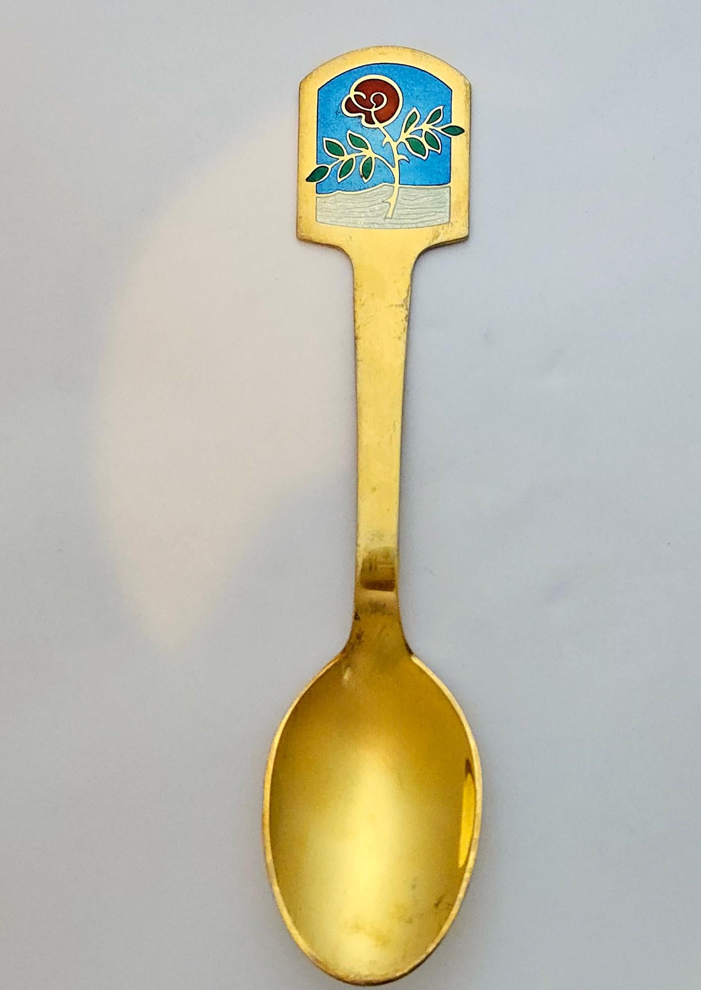 Mid-Century Modern Cuillère de Noël en argent doré d'Anton Michelsen pour 1977 en vente