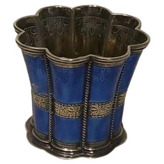Anton Michelsen Margrethe Cup Sterling Silver with Blue Enamel For Sale