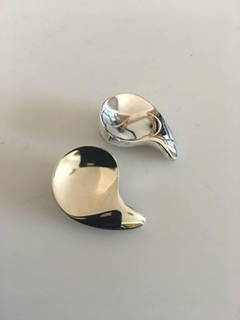 Anton Michelsen Nanne and Jorgen Ditzel Sterling Silver Comma Earrings/Clips. Measures 2 cm / 0 25/32 in. Combined weight is 13 g / 0.45 oz.