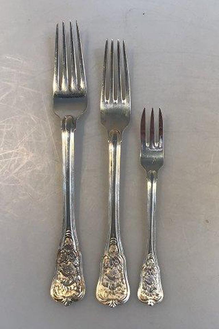 20th Century Anton Michelsen Rosenborg Flatware Set in Sterling Silver for 8 People 72 Pieces For Sale