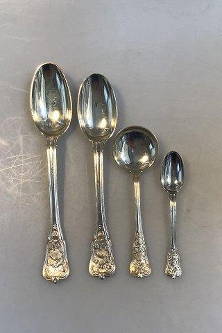 Anton Michelsen Rosenborg Flatware Set in Sterling Silver for 8 People 72 Pieces For Sale 1