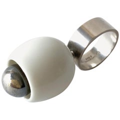 Anton Michelsen Royal Copenhagen Anello a baccello danese modernista in porcellana di sterlina