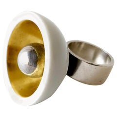 Anton Michelsen Royal Copenhagen Dänischer modernistischer Ring aus Sterlingsilber aus Porzellan