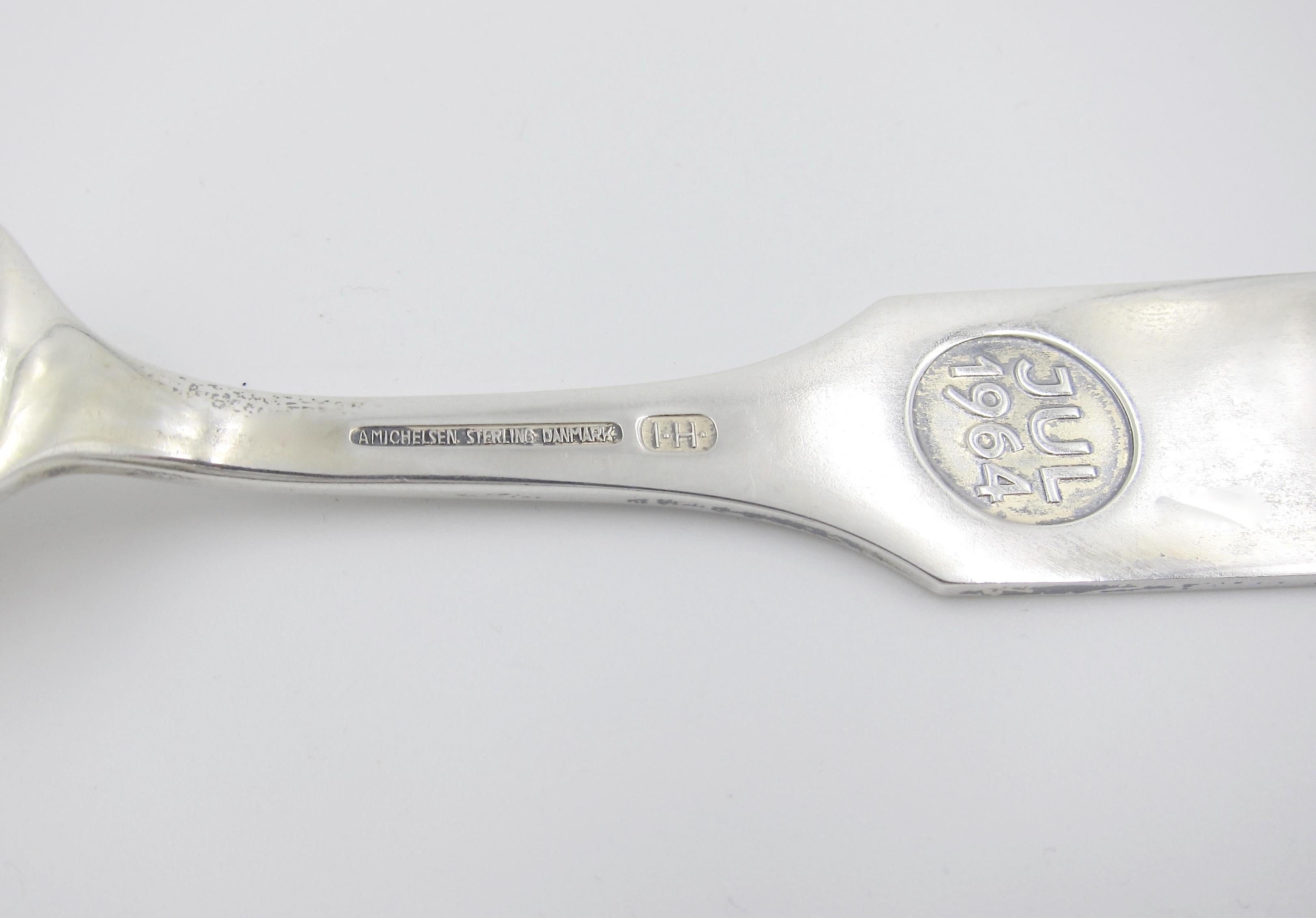 Sterling Silver 1964 Anton Michelsen Silver and Enamel Orion Christmas Fork and Spoon Set