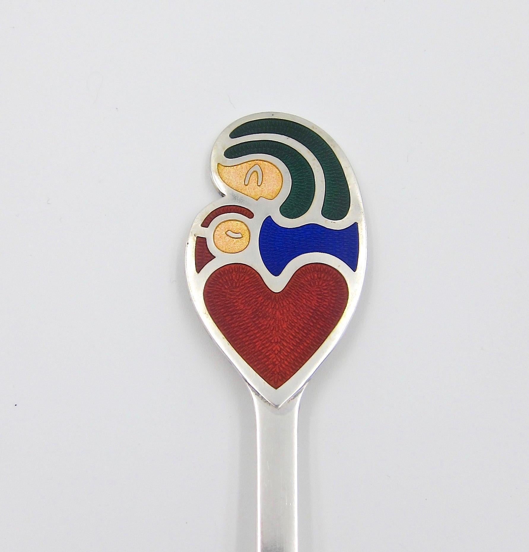 Mid-Century Modern 1968 Anton Michelsen Silver and Enamel Christmas Spoon by Henry Heerup