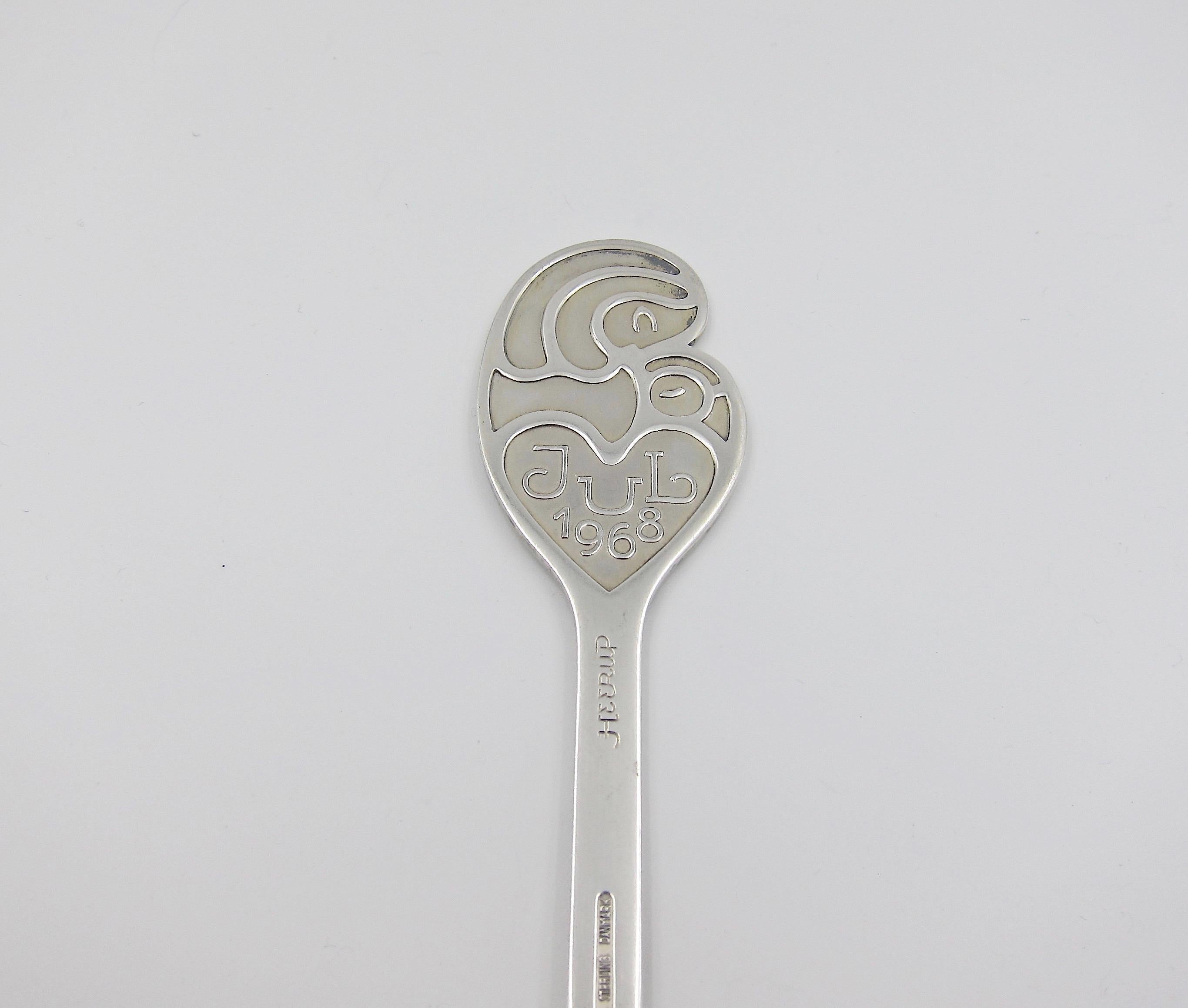 1968 Anton Michelsen Silver and Enamel Christmas Spoon by Henry Heerup In Good Condition In Los Angeles, CA
