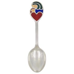 1968 Anton Michelsen Silver and Enamel Christmas Spoon by Henry Heerup