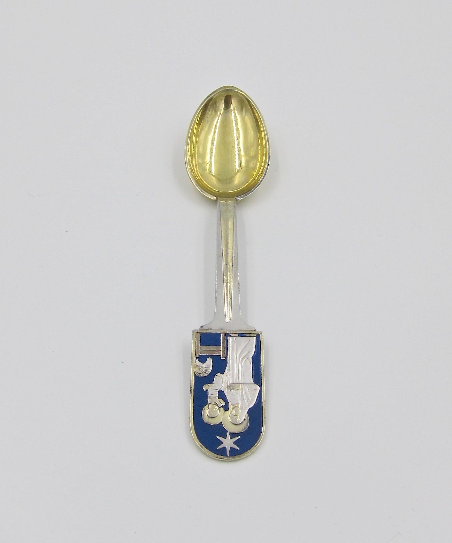 Anton Michelsen Sterling Silver and Enamel 1934 Holy Night Christmas Spoon 2