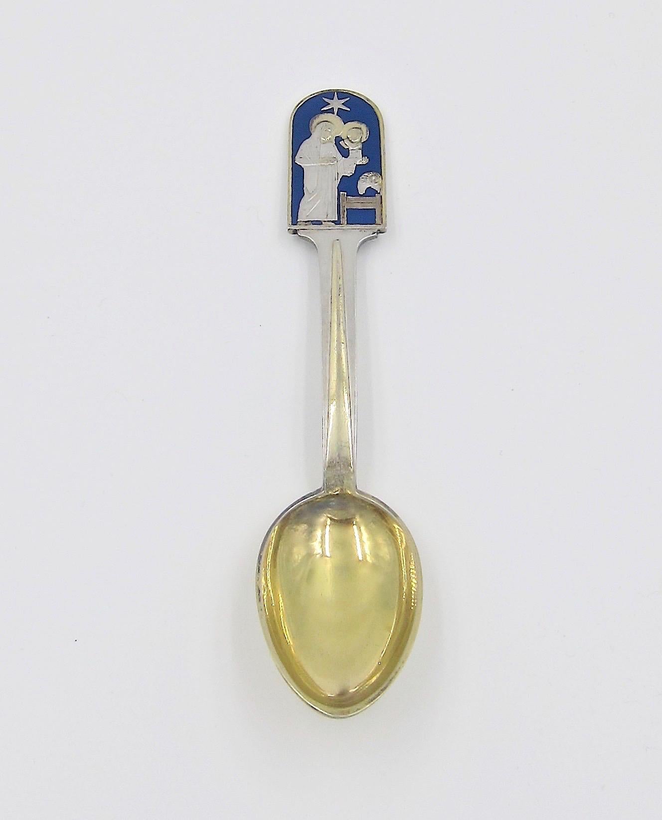 Anton Michelsen Sterling Silver and Enamel 1934 Holy Night Christmas Spoon 3