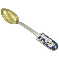 Anton Michelsen Sterling Silver and Enamel 1934 Holy Night Christmas Spoon