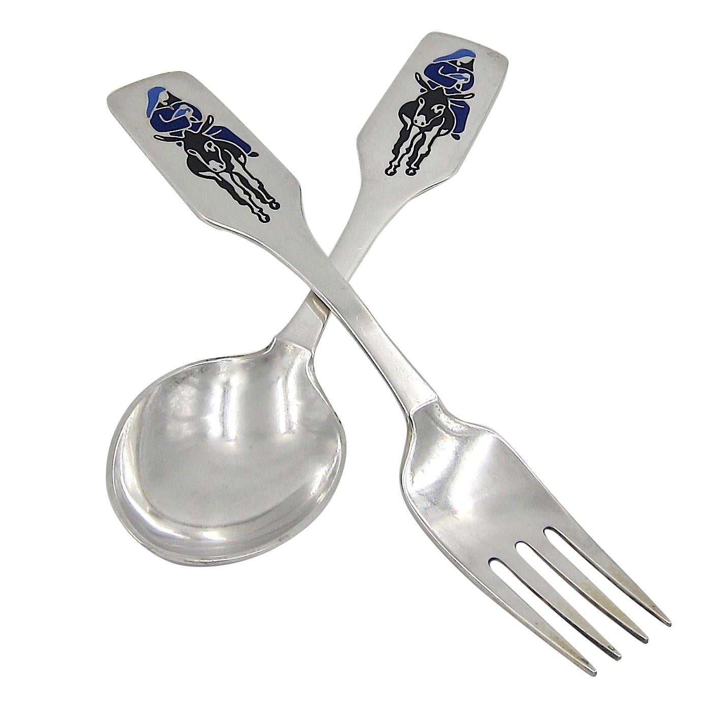 New Gorham Sterling Silver 1972 Enamel Christmas Spoon Limited Annual Edition ^