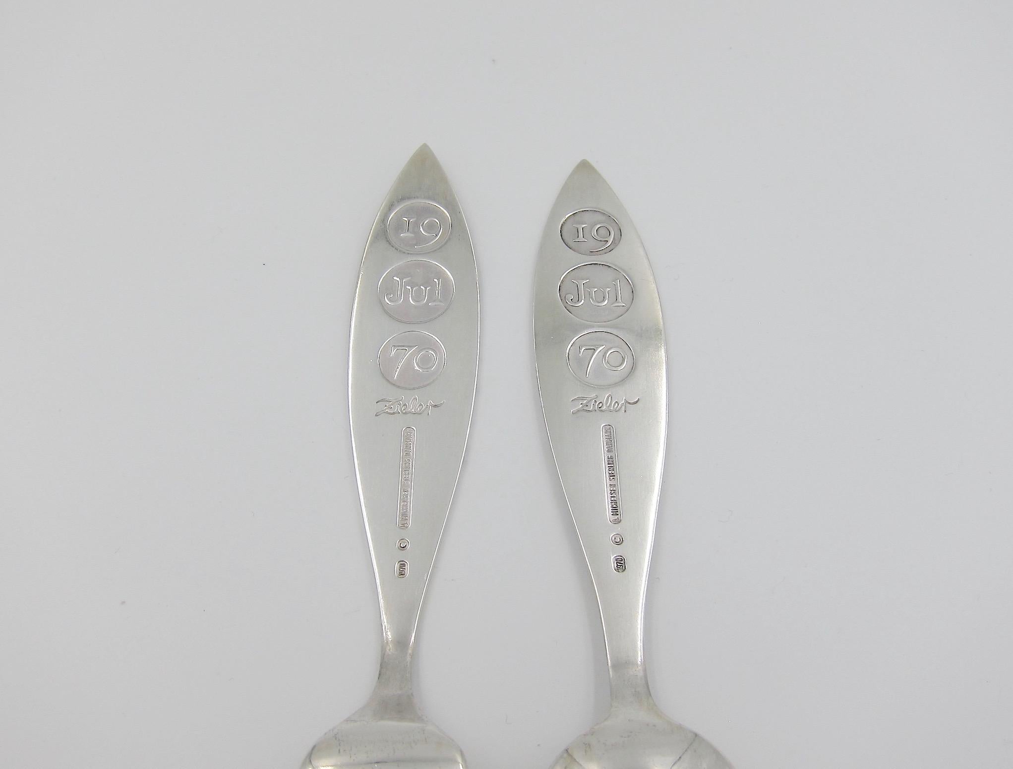 1970 Anton Michelsen Sterling Silver and Enamel Christmas Fork and Spoon Set 2