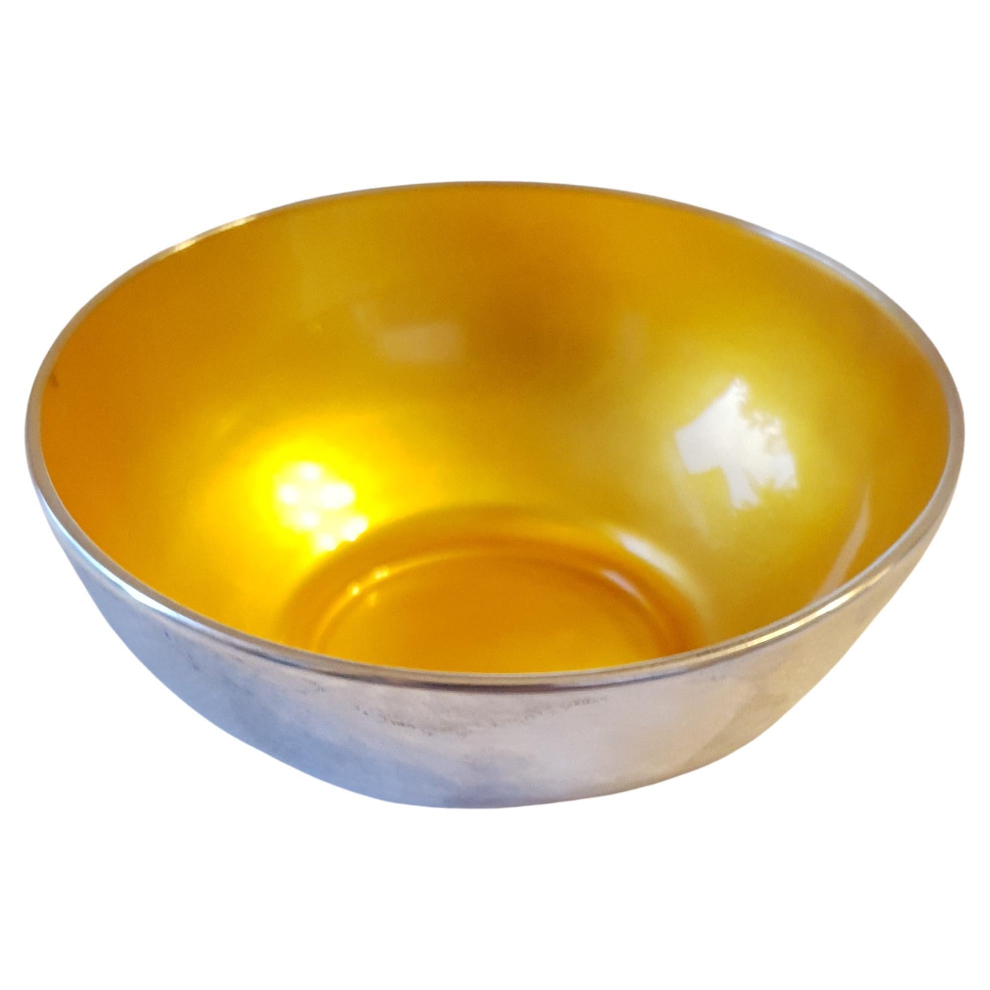 Anton Michelsen Sterling Silver and Yellow Enamel bowl For Sale