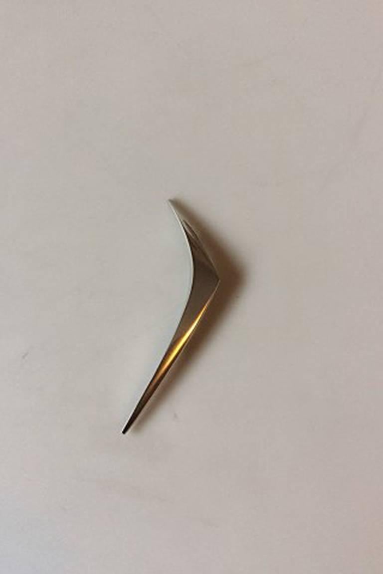 Anton Michelsen Sterling Silver Boomerang Brooch by Eigil Jensen. Measures 10,5 cm / 4 9/64 in. Weighs 13 g. / 0.40 oz.