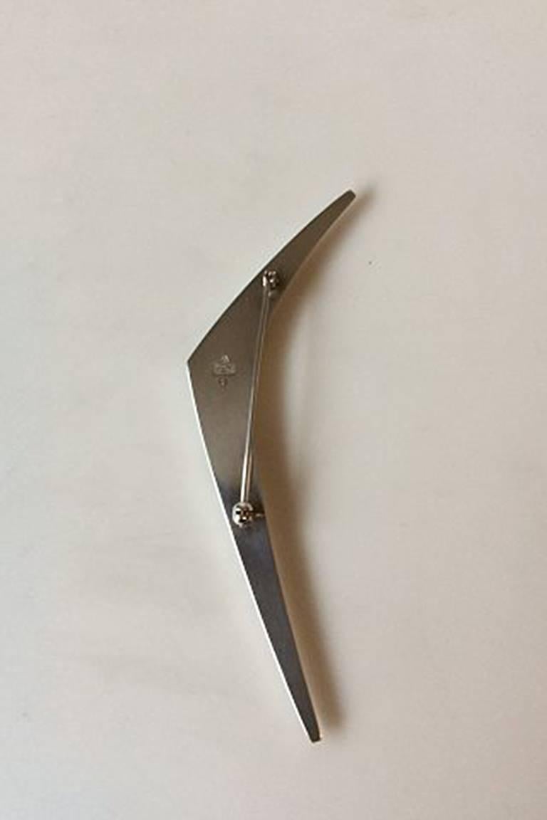 Modern Anton Michelsen Sterling Silver Boomerang Brooch by Eigil Jensen