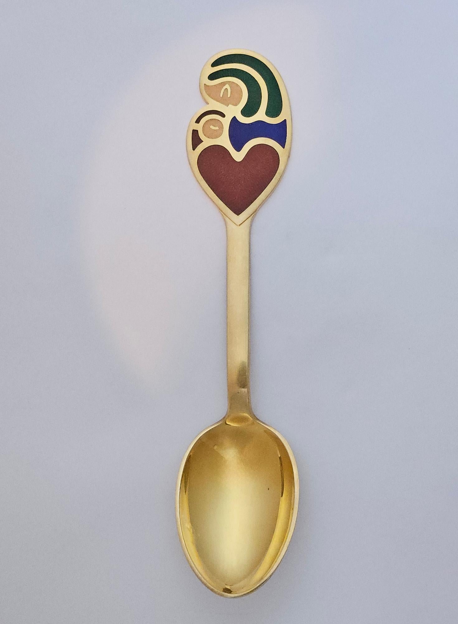 Mid-Century Modern Cuillère de Noël de 1968 en argent sterling et en vermeil d'Anton Michelsen en vente