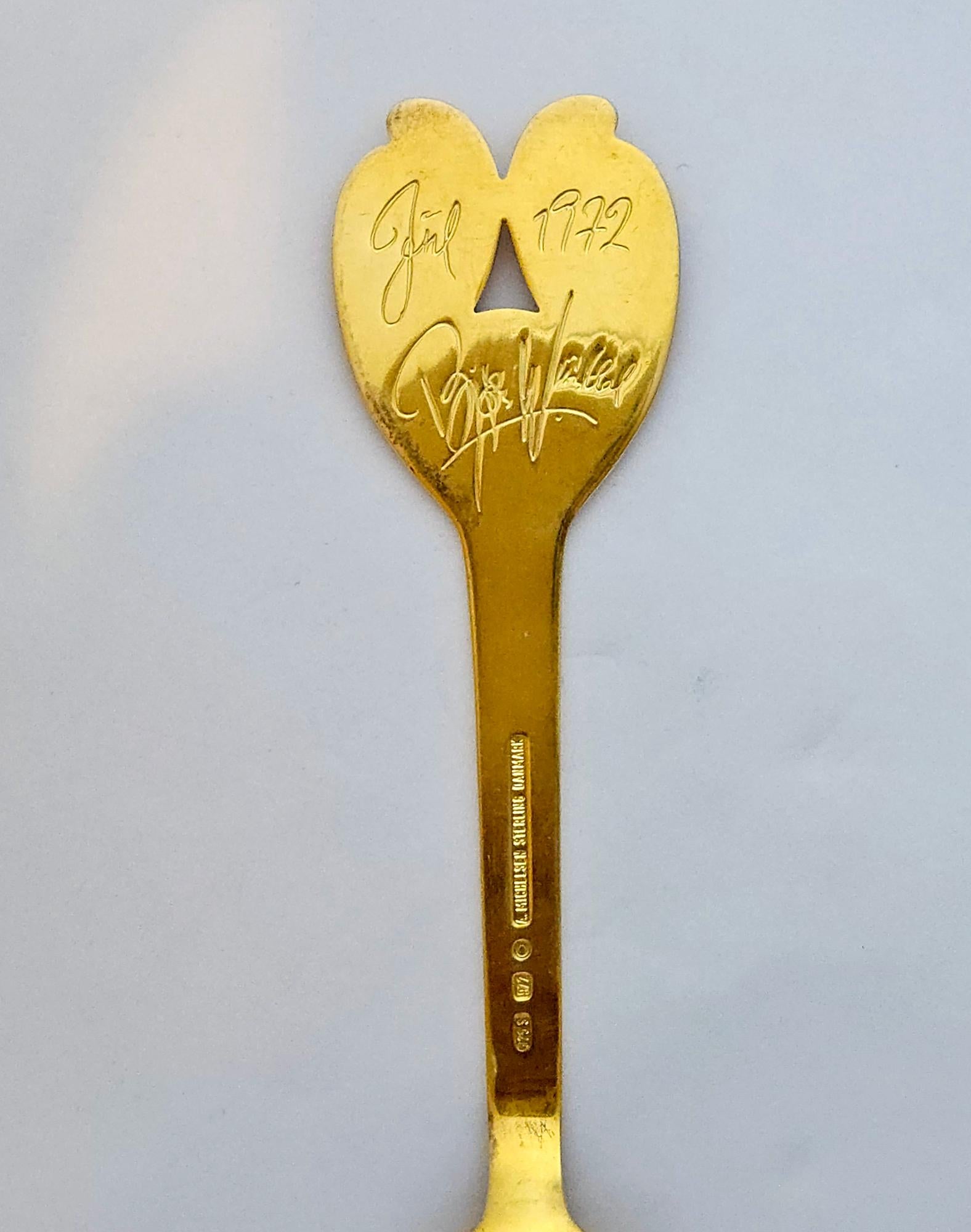 Anton Michelsen Sterling Silver Gilt Christmas Spoon for 1972 Bon état - En vente à Downingtown, PA