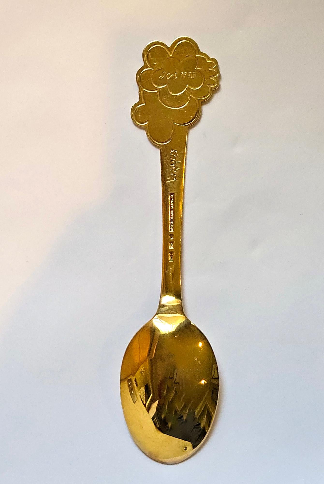Cuillère de Noël de 1975 en argent sterling et en vermeil d'Anton Michelsen Bon état - En vente à Downingtown, PA