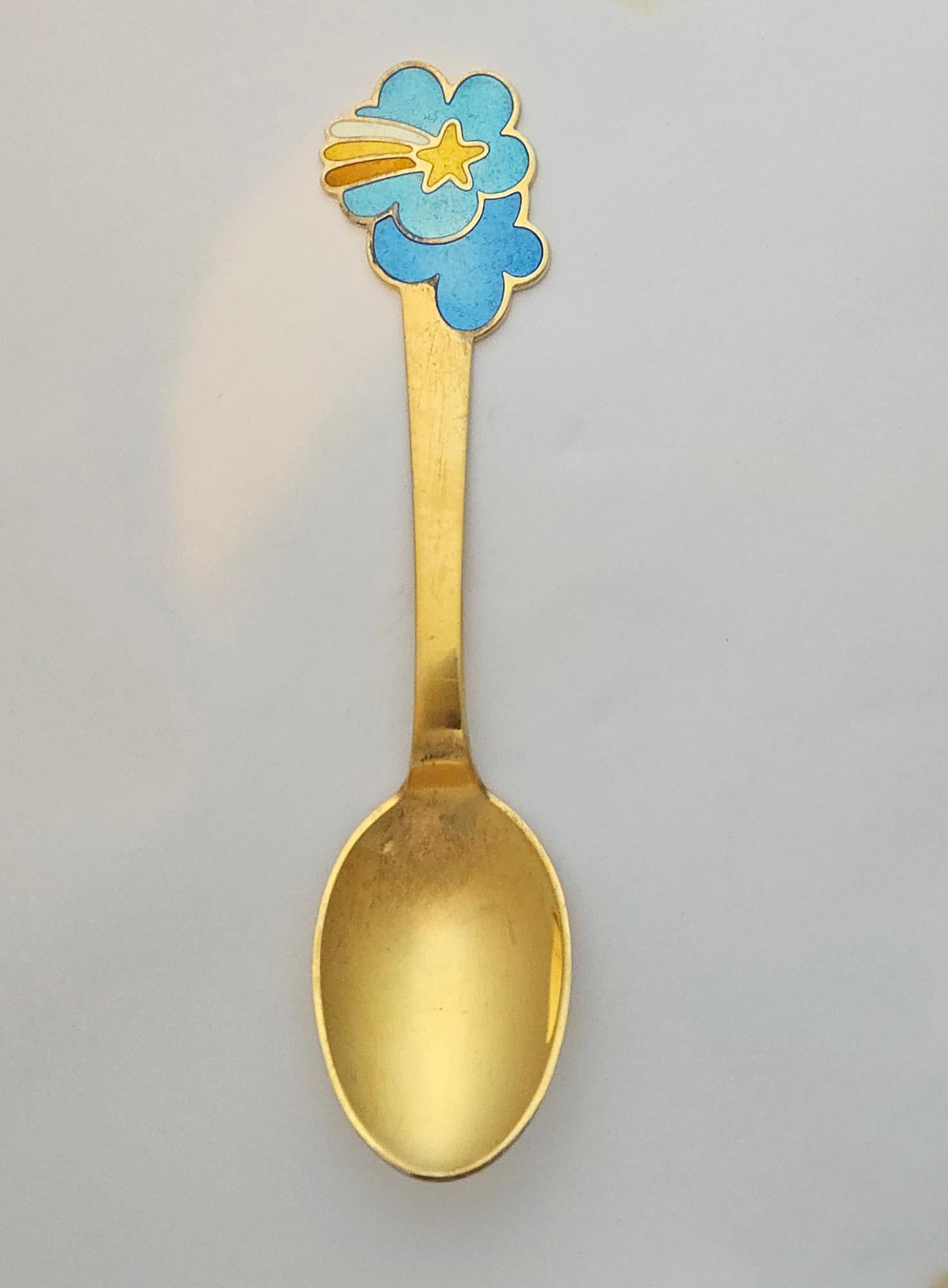 Cuillère de Noël de 1975 en argent sterling et en vermeil d'Anton Michelsen en vente 1