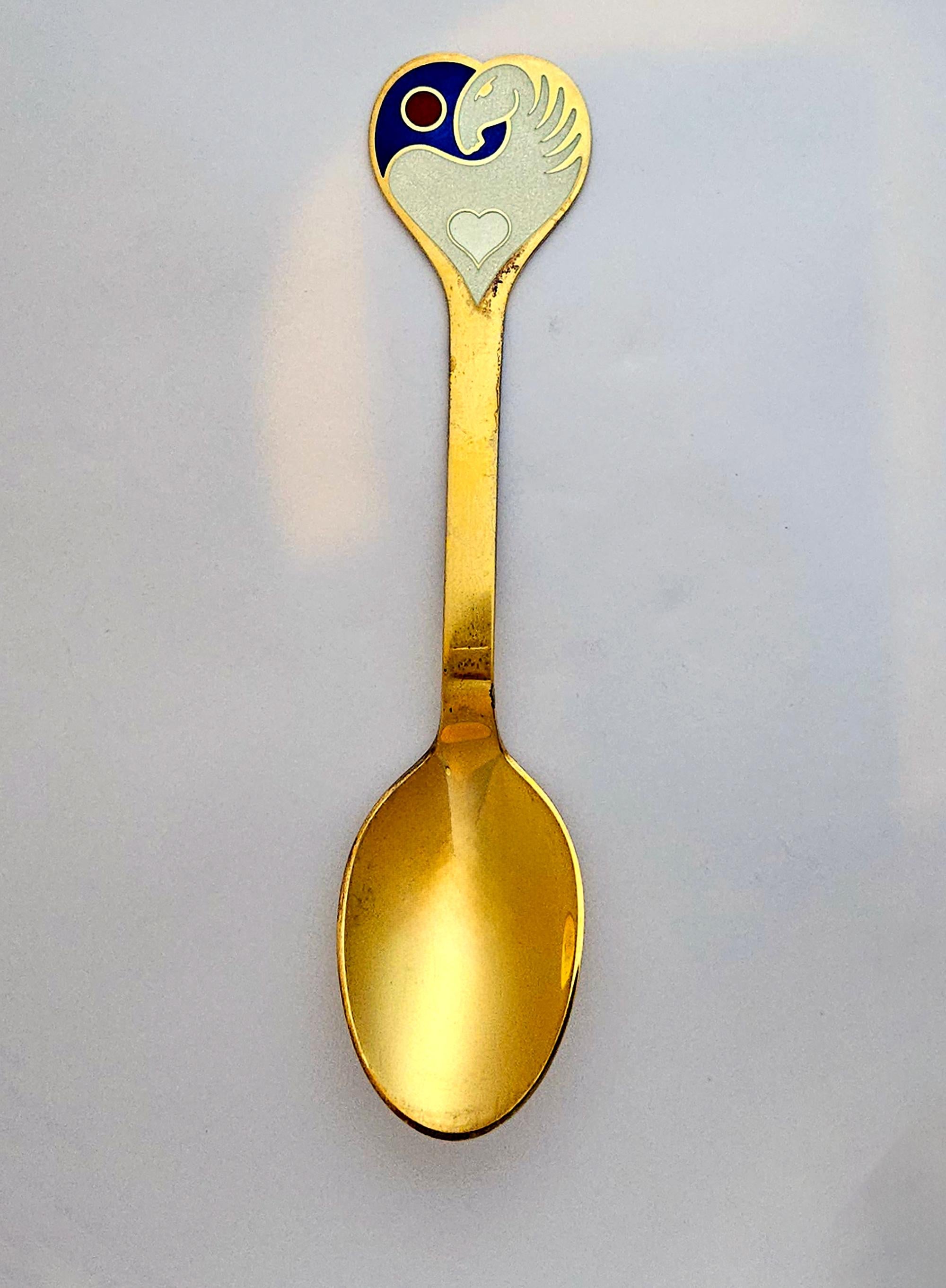 Danois Cuillère de Noël de 1978 en argent sterling et en vermeil d'Anton Michelsen en vente