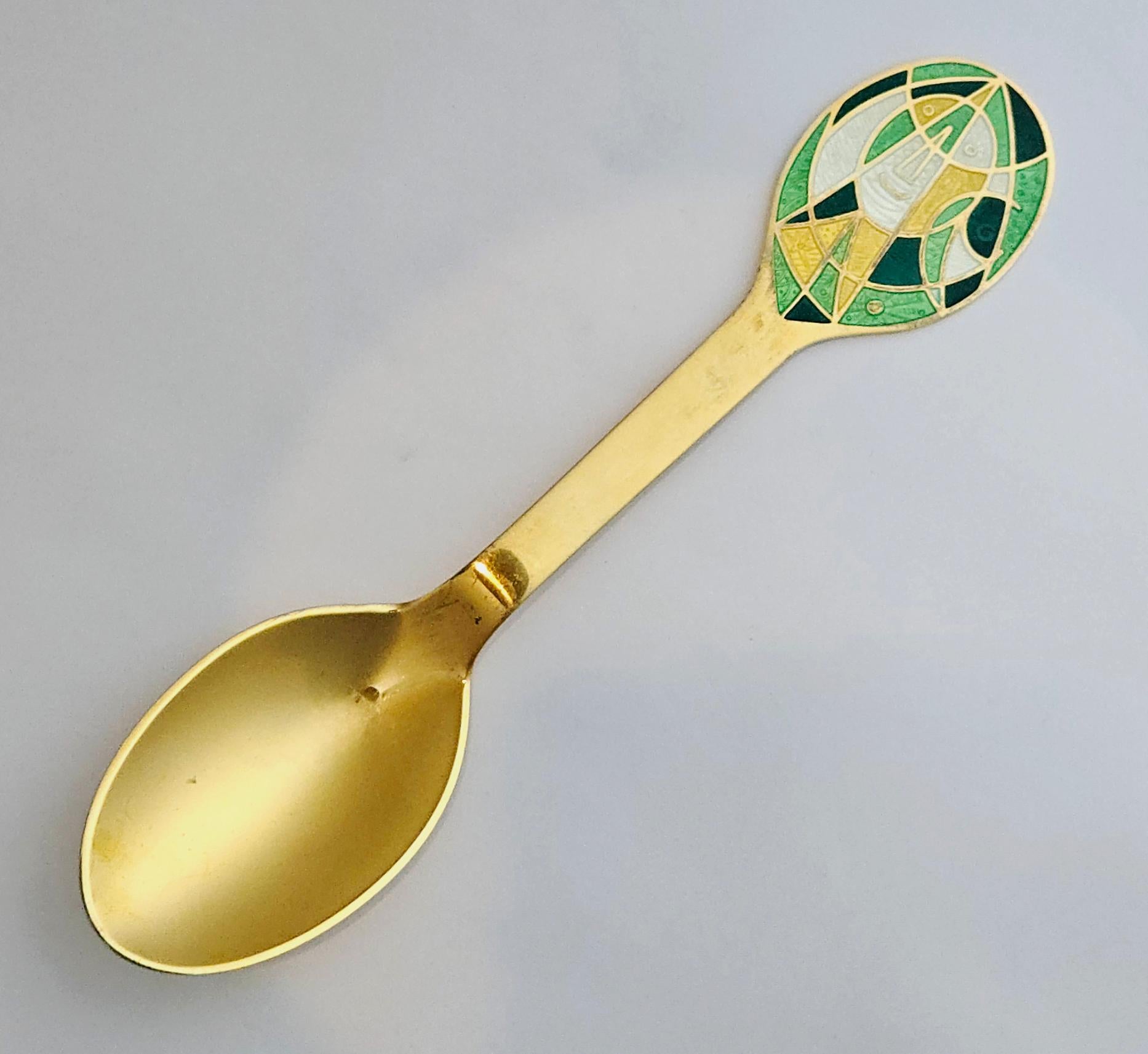 Anton Michelsen Sterling Silver Gilt Christmas Spoon for 1980 (Skandinavische Moderne) im Angebot