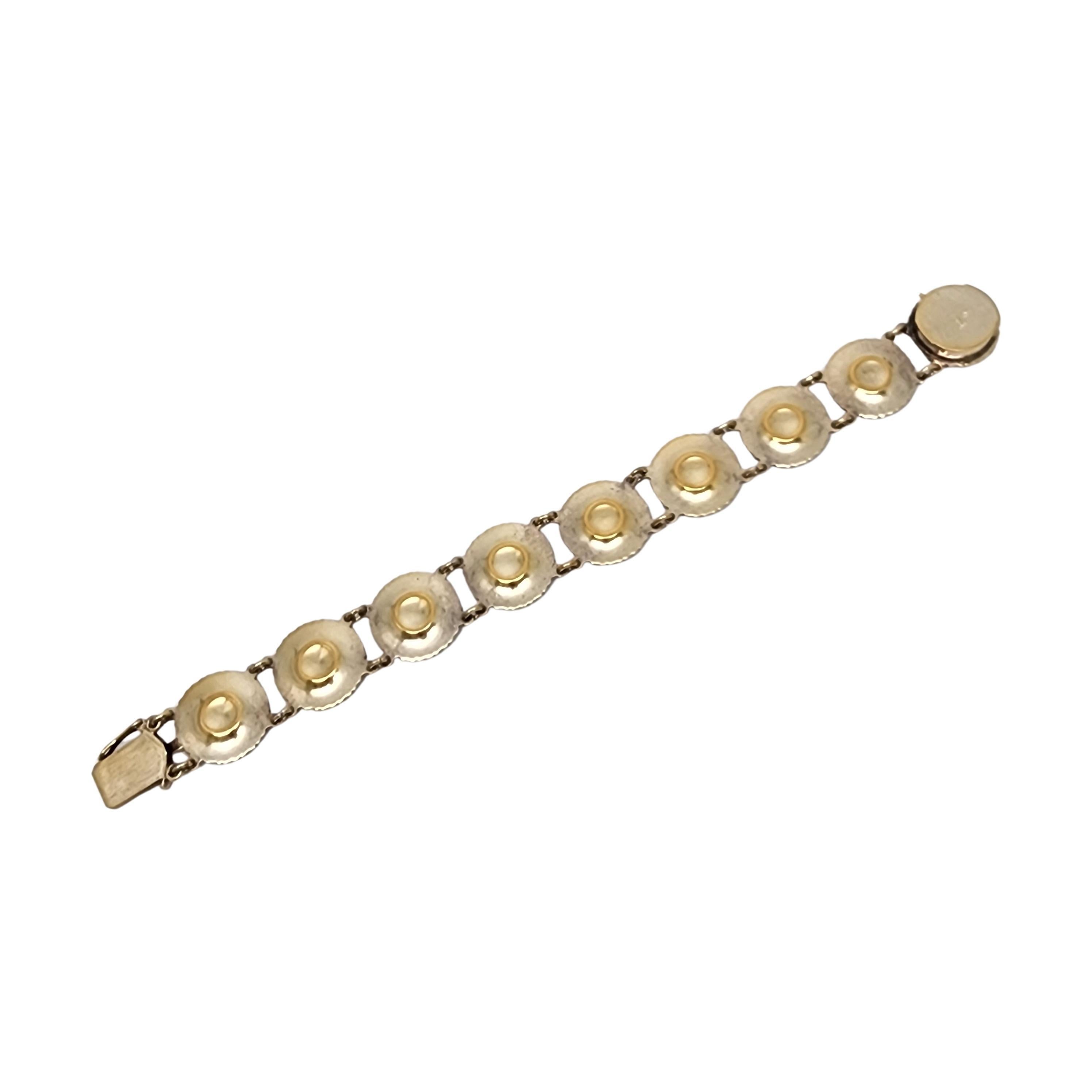 Anton Michelsen Sterling Silver Gold Wash Enamel Marguerite Daisy Bracelet 17257 In Good Condition In Washington Depot, CT