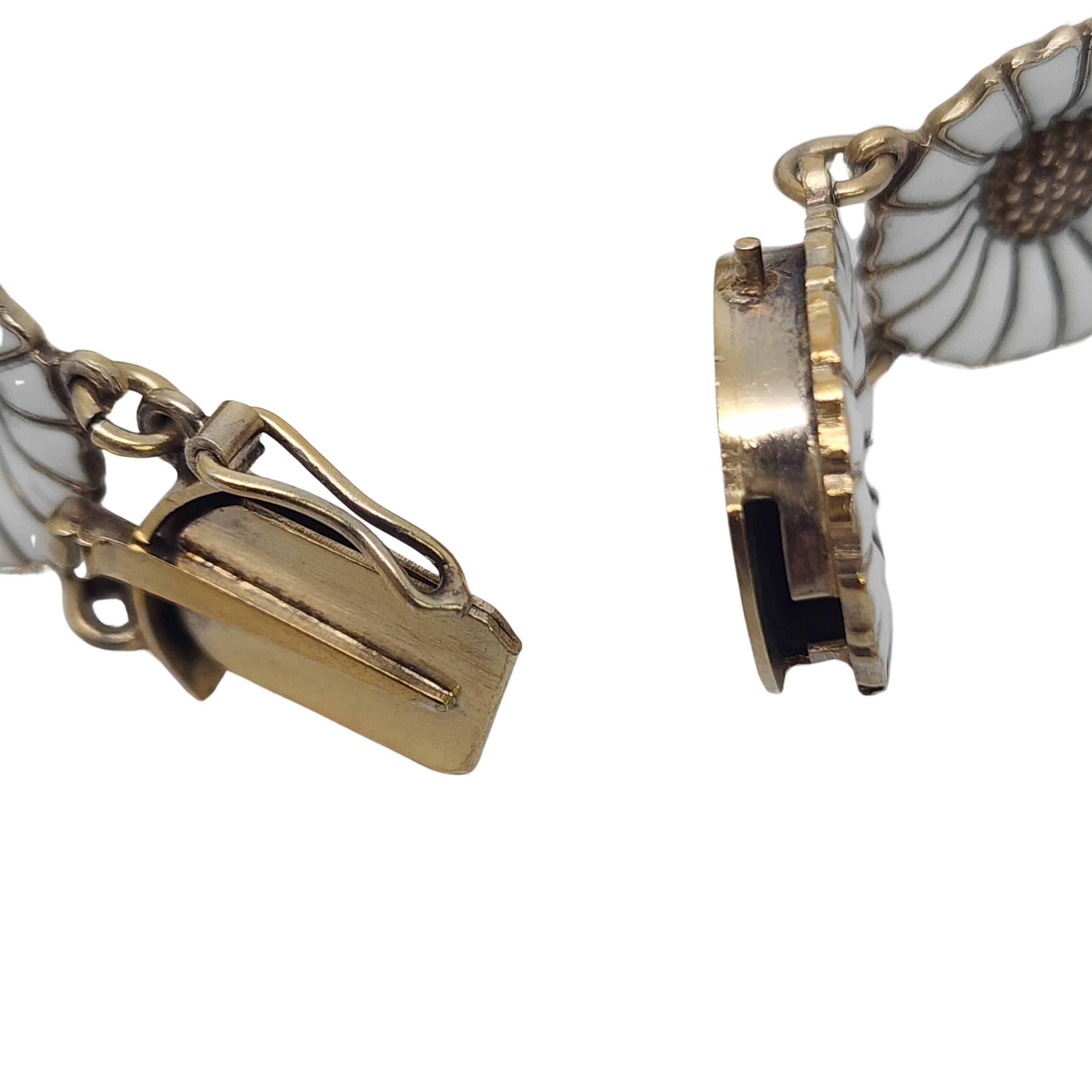 Anton Michelsen Sterling Silver Gold Wash Enamel Marguerite Daisy Bracelet 17257 1