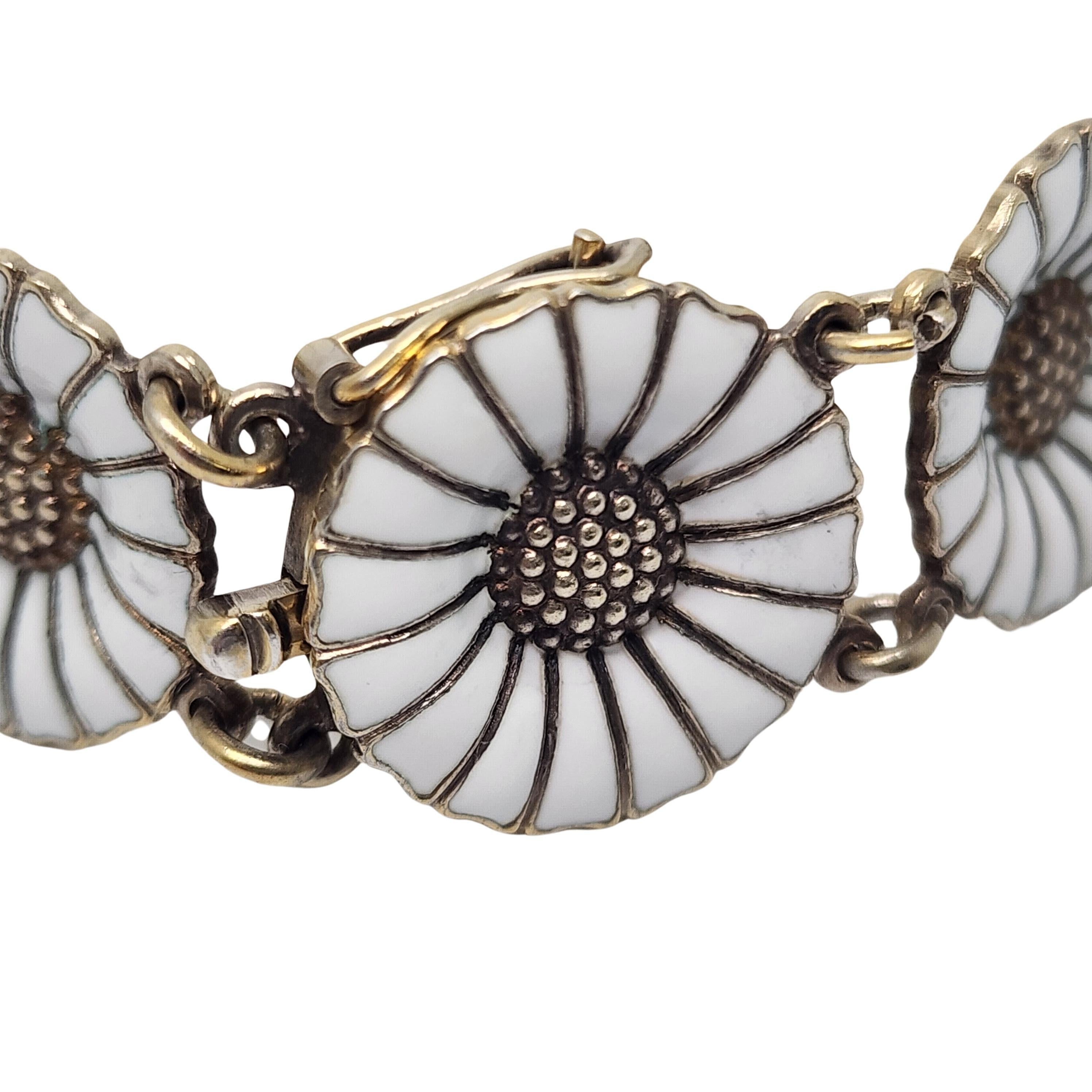 Anton Michelsen Sterling Silver Gold Wash Enamel Marguerite Daisy Bracelet 17257 For Sale 2